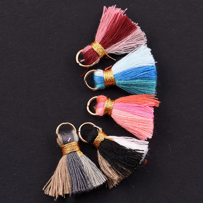 

10pcs/lot Handcarft Cotton Thread Tricolor Tassel Charms 2cm Multi Colors Women DIY Jewelry Fringes Pendant Earring Findings