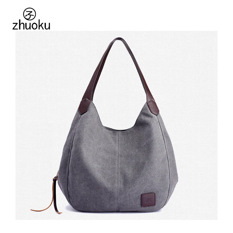 

zhuoku ladies hand bags shoulder bag for women 2019 handbags women bag ArmyGreen canvas shoulder tote bag bolsas