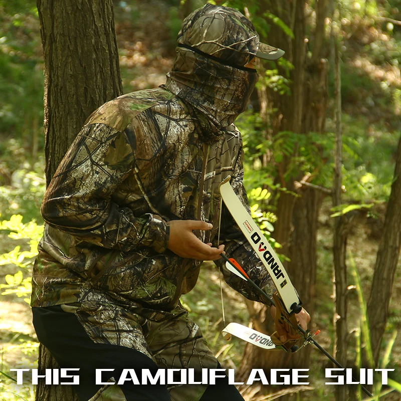 Bionic jungle camouflage hunting clothes suit breathable sun protection
