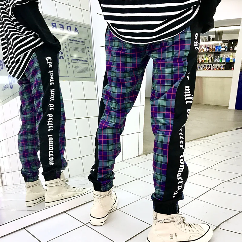 رجل منقوشة سراويلي حريمي ركض Sweatpant 2019 الربيع الرجال الهيب هوب عارضة السراويل الترنك الذكور الأزياء الشارع الشهير الأبيض السراويل WG125
