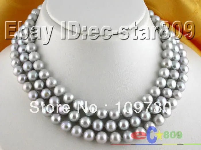 

Jewelry 0012009 50" ROUND 10MM GRAY FRESHWATER PEARL NECKLACE 14KGP GOLD