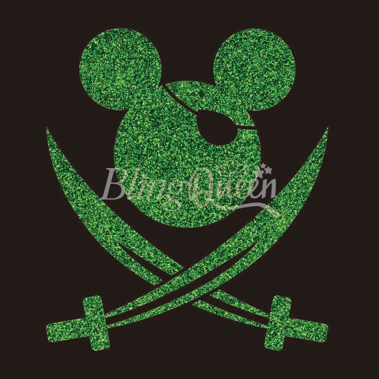 

BlingQueen 12PCS/LOT Custom Glitter Heat Transfers Decals Mickey Minnie Pirate Design