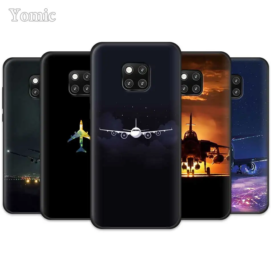 

Fighter aircraft Black Silicone Mobile Phone Case for Huawei Mate 20 Pro 10 20 Lite Honor 20 Lite 20 Pro P20 P30 Pro Case Cover