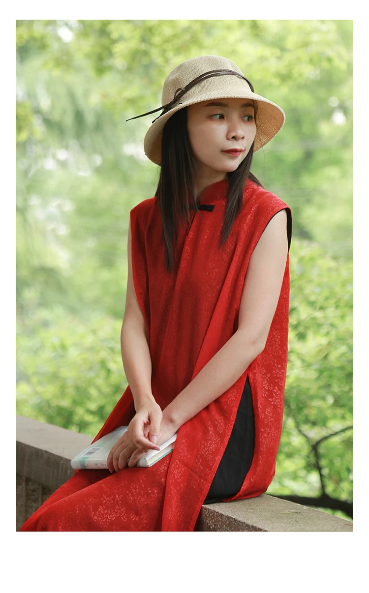 LZJN Women Sleeveless Dress 2019 Summer Sundress Cheongsam Qipao Style Modern Elegant Drip Collar Tank Fake 2 Piece Dress Femme (10)