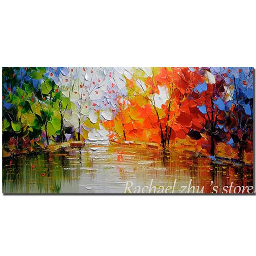 

Hand Painted Abstract Color Tree Landscape Oil Painting On Canvas Wall Picture Living Room Bedroom Office Home Decoration
