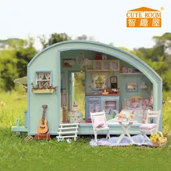 Симпатичный номер DIY деревянный дом Miniaturas с мебелью поделки миниатюрные домики кукольный домик игрушки для детей Рождество и день рождения