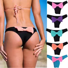 Meihuida, сексуальные женские бразильские пляжные шорты, бантик, v-образный вырез, стринги, Cheeky Ruched Bottom, купальник, низкая талия, пляжная одежда, купальные шорты