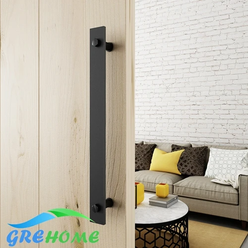 

15.75 inch Heavy Duty Steel Rustic Black One-Side Flat Bar Barn Door Pull Handles