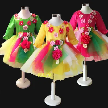 

lovely dancing dress of girl Flower salsa dance dress for girls contemporary dance costumes for girls dance wear clothes kids