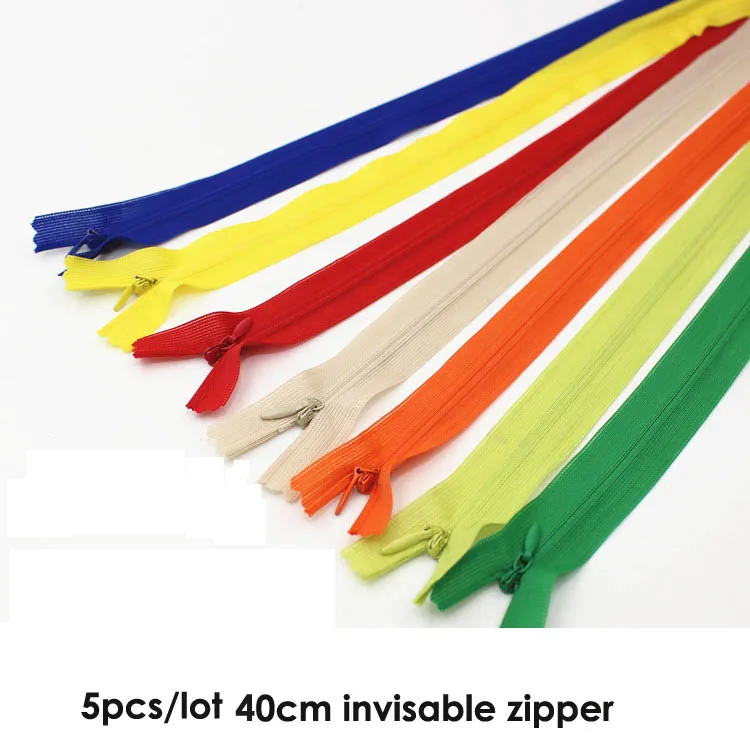 

5pcs/lot 40cm Close-End invisable Nylon Zipper For dresses Pillow DIY Handbag Bag Pencil Case and Craft tailor accessories