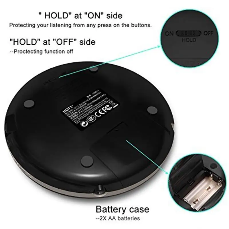 CD Player HOTT Portable CD Player Support CD-R/CD