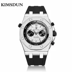 KIMSDUN Роскошные автоматические механические часы для мужчин лучший бренд спорт Self-Wind для мужчин s часы с резиновым ремешком повседневное