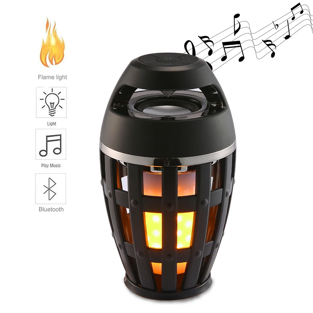 LED Flame Lamp Bluetooth Speaker touch Soft Light super bass IP65