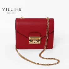 Vieline женские Натуральная кожа кожаная сумка через плечо, дизайнерский бренд натуральной кожи сумка, Цепи клапаном сумка