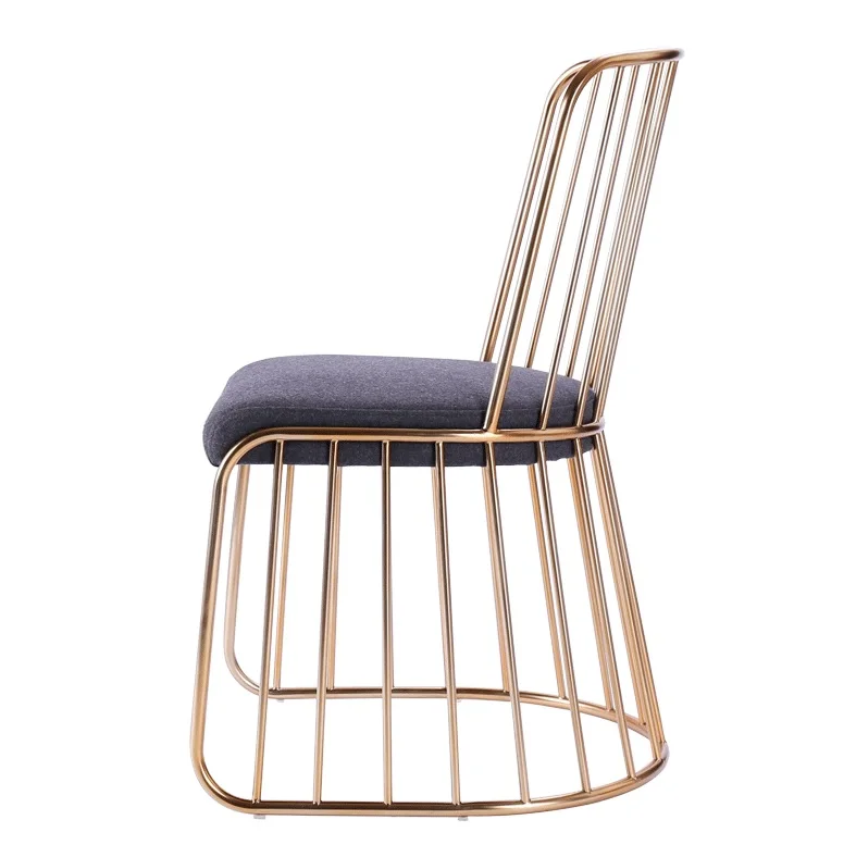 Metal Wire Side Chair Gold Finish with Backrest / Bar Counter High Stool Low Backrest / Low Stool