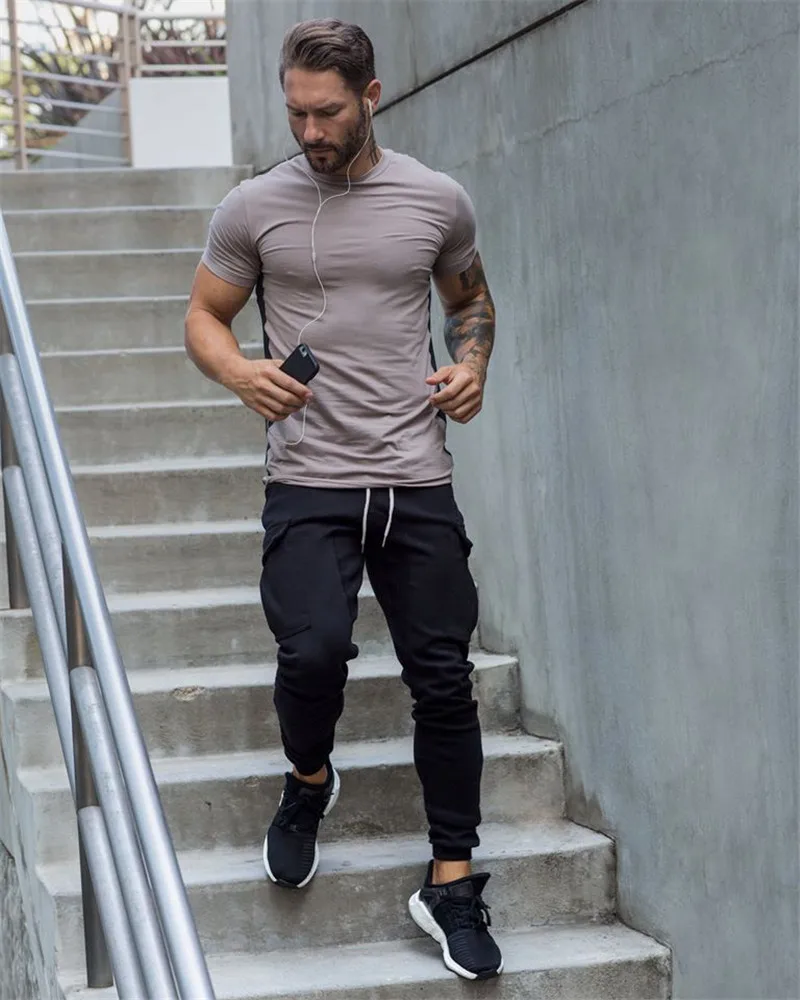 O-Neck Short Sleeve Men’s Bodybuilding T Shirt - Men's Fitness Apparel ...