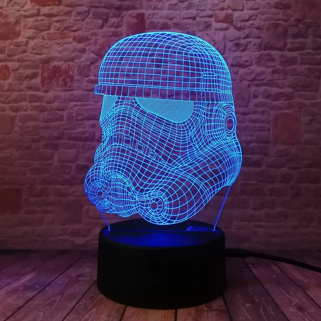 Creative Star Wars clon Force Guerrero blanco acrílico 3D ilusión lámpara colorido gradiente visual 3D LED nightlight regalos de cumpleaños - Imagen 3