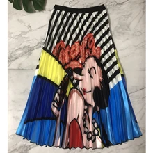 Женская эластичная юбка до середины икры с поясом, плиссированная юбка, модная летняя юбка AM0358