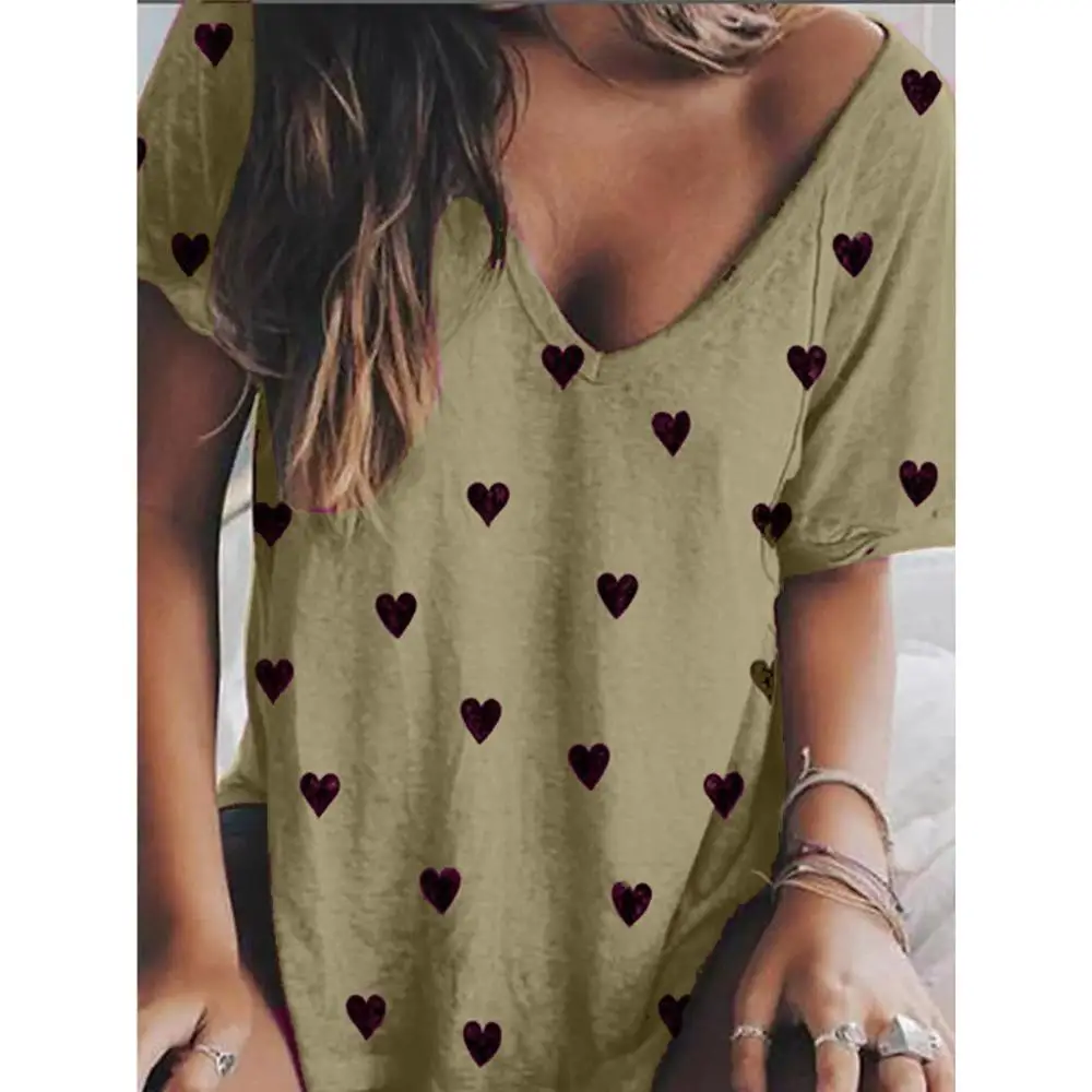 

Women Summer Shirts Sexy Casual Print Tops Short Sleeve T-Shirts Top 2019
