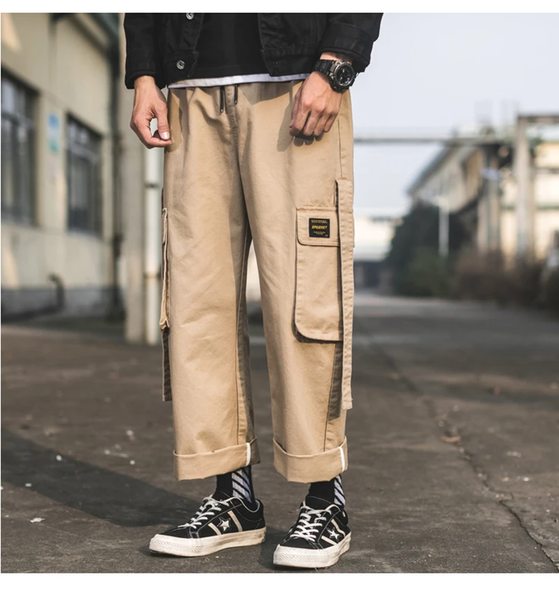 Korean Streetwear Harajuku Pants Men Fashion Street Style Cargo Pants  (58)