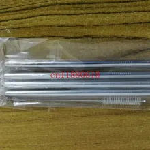 100 компл./лот 4 шт. 9,5*215 мм Высокое качество Прямые и изгиб 304 нержавеющей стали соломинкой с 1 шт. набор щеточек