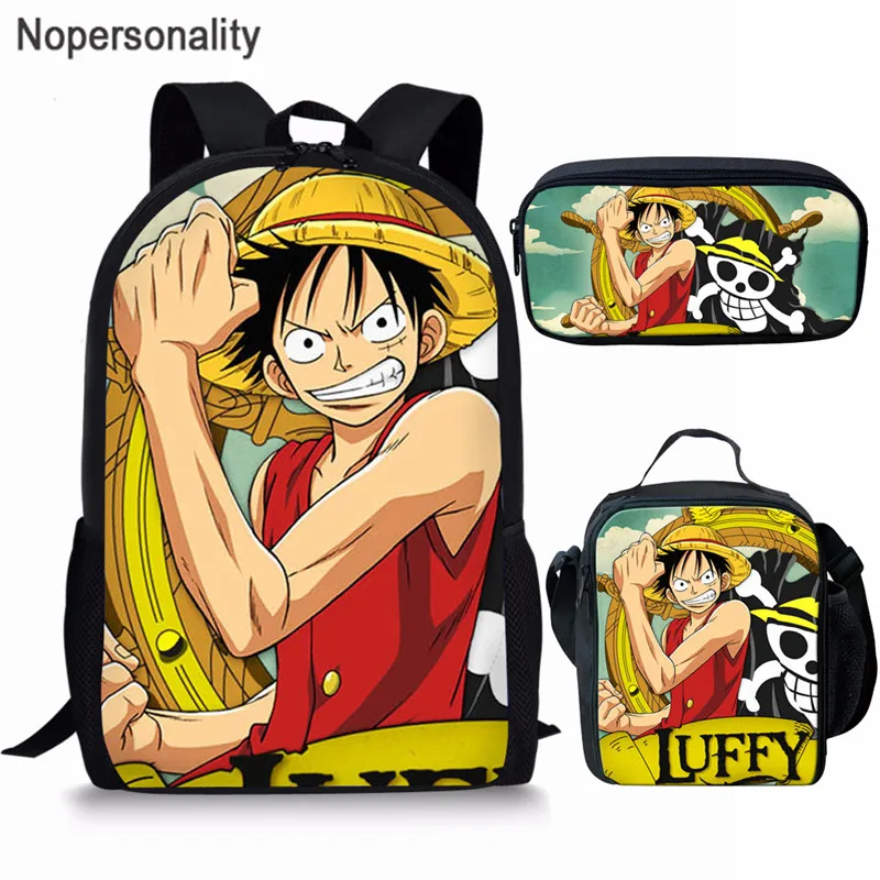 

Nopersonality Anime Tokyo Ghoul One Piece Backpack Female Student 3pcs/Set School Bag Boys Cartoon Back Pack Kid Travel Rucksack