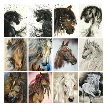

Hot 23 style horse icon full square / round 5D DIY diamond painting horse pattern 3D diamond cross stitch animal crystal mosaic