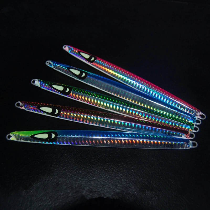 New Boat Fishing Lure 100g Laser Metal Jig Lure Glow Artificial Baitin