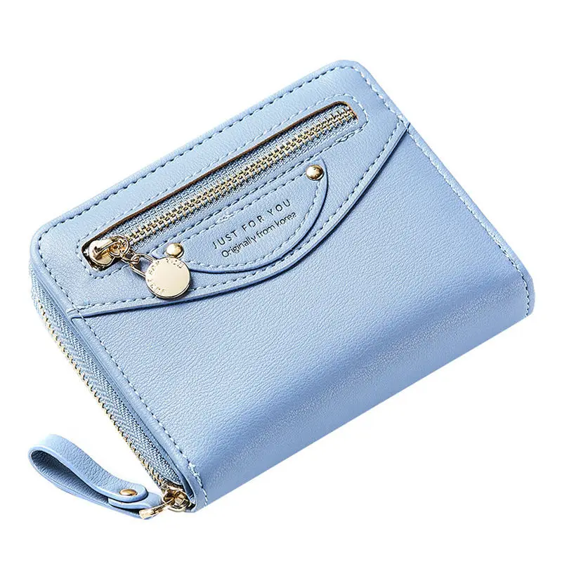 EYES IN LOVE Женский кошелек на молнии с карманом для монет, держатель для карт, женские маленькие кошельки, фирменный дизайн, женский короткий кошелек Carteira - Цвет: Lt Blue
