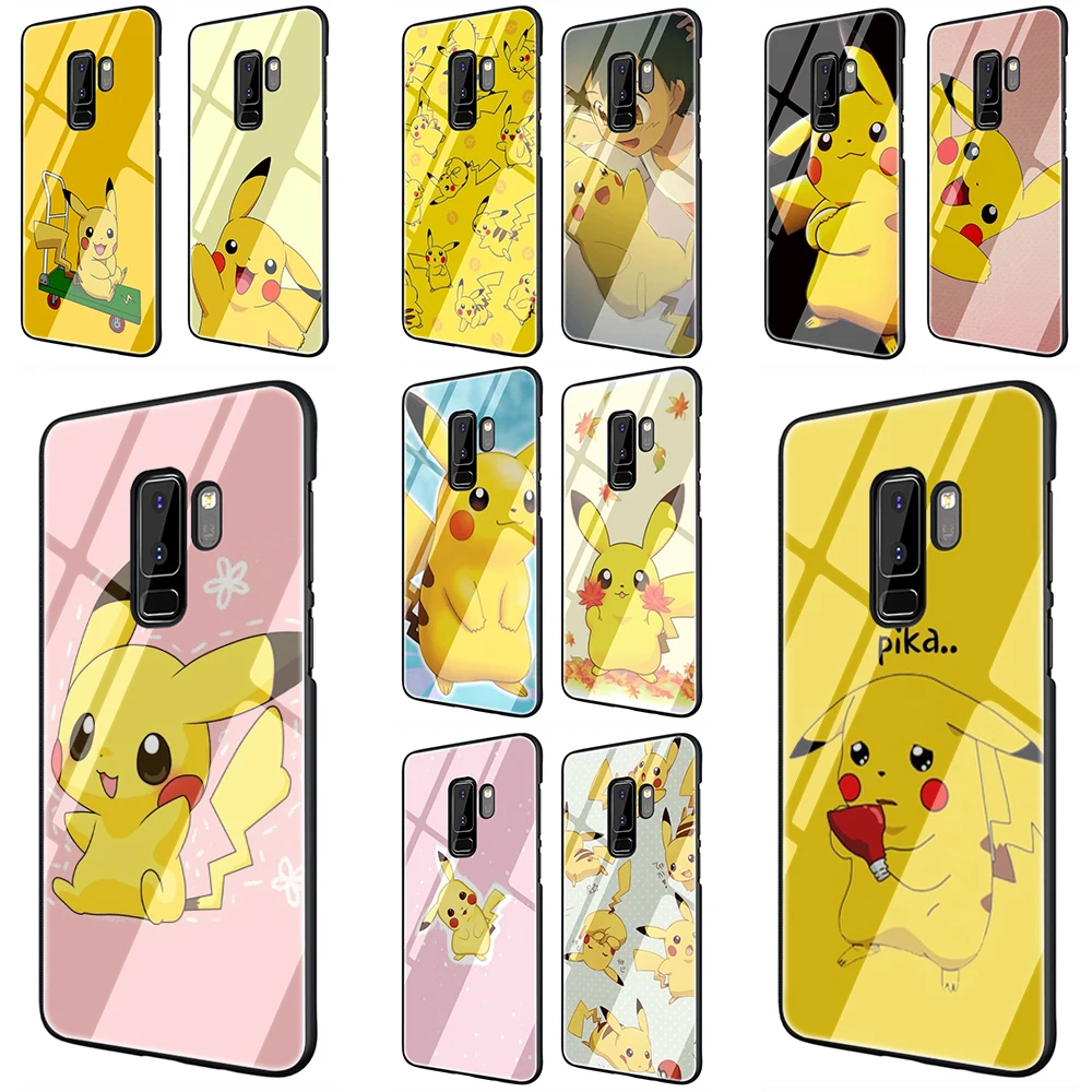 

Pikachu Tempered Glass Phone Cover Case for Samsung Galaxy S7 edge S8 9 10 Note 8 9 10 Plus A10 20 30 40 50 60 70