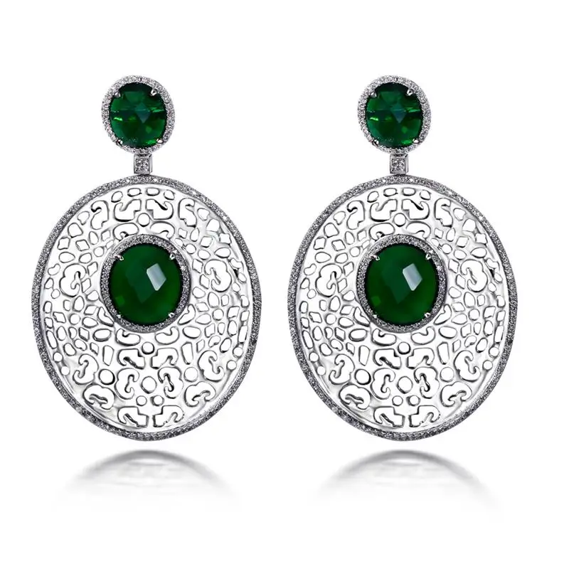 

Ethnic Style 5 Color AAA CZ Long Oval Design Big Drop Earring White Gold Plate with Cubic Zirconia Women Earring Fashion Jewelry