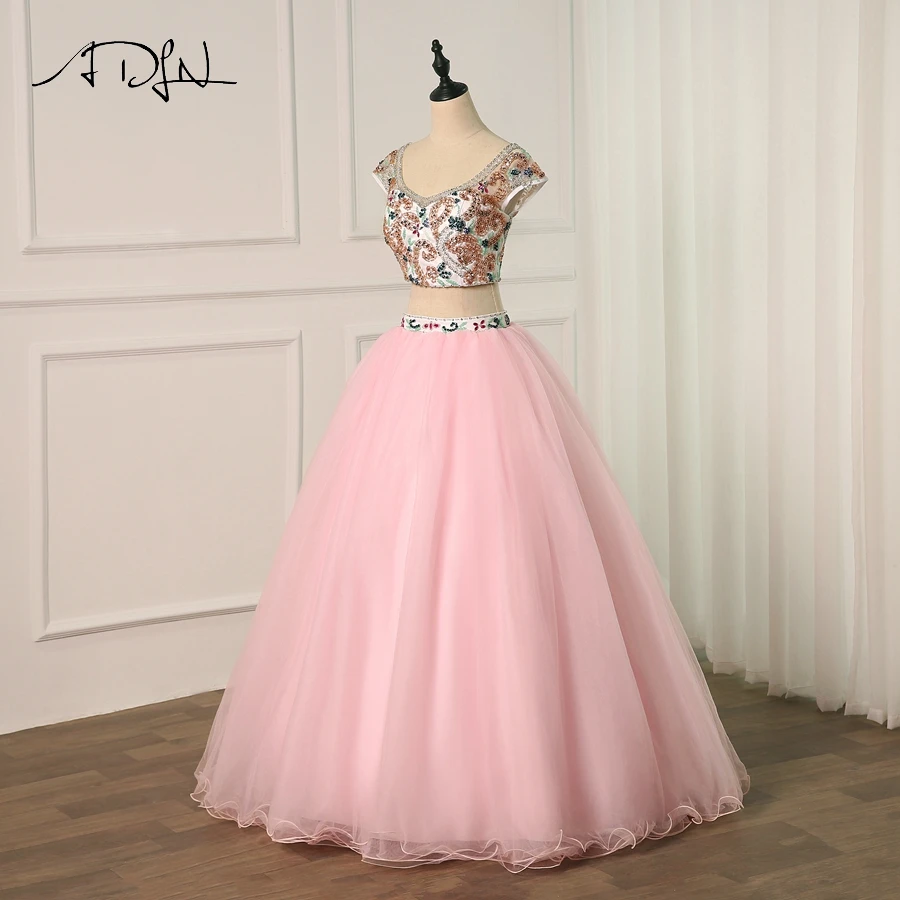 Quinceanera Dresses: Stunning Heavy Beaded Crystals Ball Gown Set with Crop Top - Sexy Two Pieces for Sweet 16 Party image 3