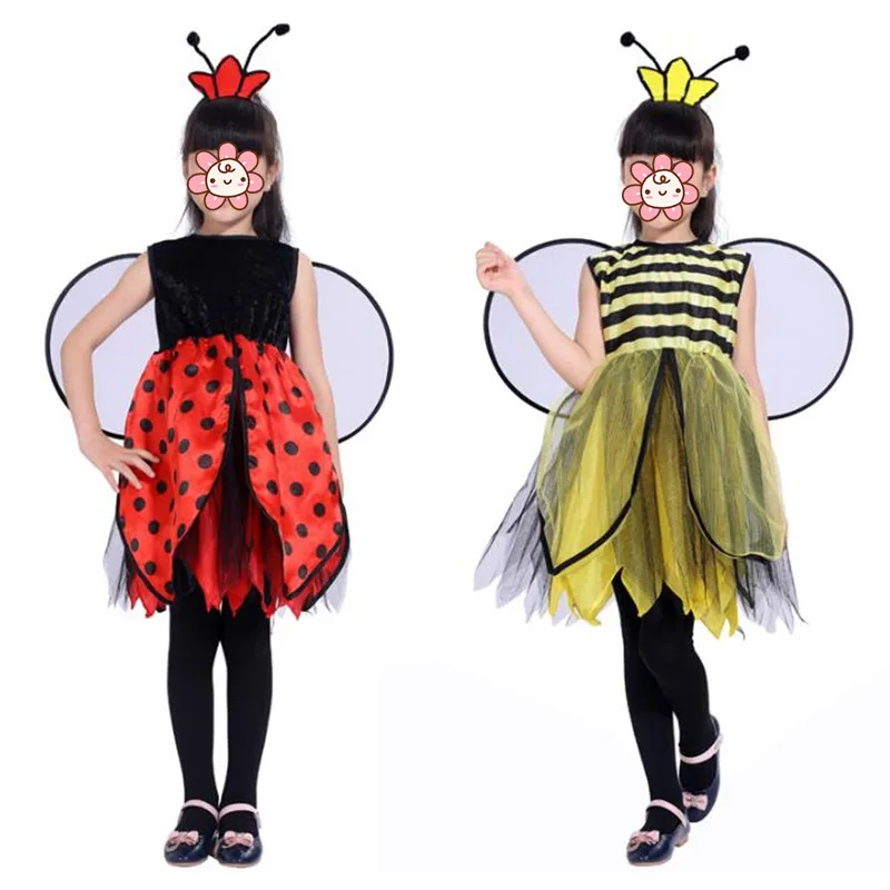 Girl Animal Bee Laybug Wing Cosplay Children Stage Performance halloween costume for kids Masquerade Party Dress Decor Christmas Girl Animal Bee Laybug Wing Cosplay Children Stage Performance halloween costume for kids Masquerade Party Dress Decor Christmas