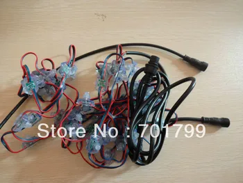

100pcs DC12V input IP68 WS2811 LED pixel light,RGB wire,input end with 2m long 4core male conector