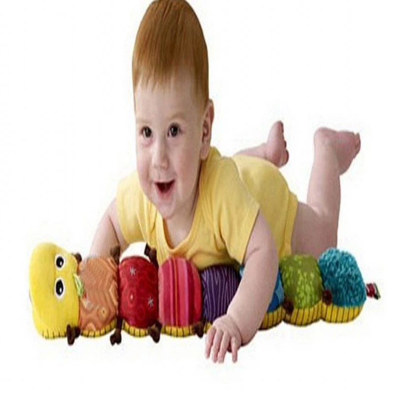 Bebe Chenille Jouet Apaisant Dessin Anime Mignon Animal En Peluche Jouet Colore Corps Brun Pieds Infantile Jouets Musicaux Hochet Avec Rill Bell Aliexpress