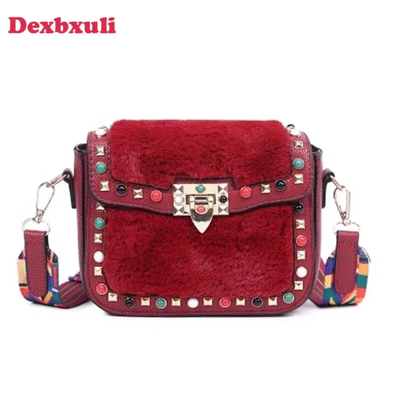 

Fashion Personality Rivet Women's Shoulder Bags Ladies Luxury Velour Handbags Chain Messenger Shoulder Bags Women Crossbody Bags