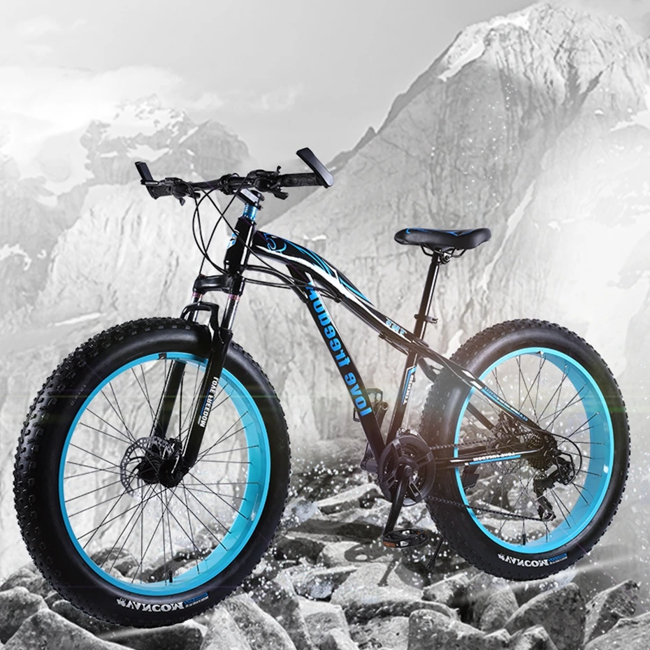 Top Love Freedom High quality Mountain bike 26 inche Fatbike 21/24/27 Speed Locking shock absorber Bicycle Free Delivery Snow Bike 0