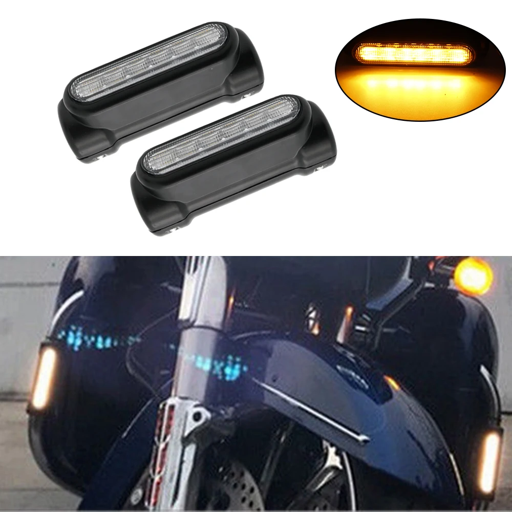 Motorcycle Highway Bar Switchback Turn Signal Light White Amber LED For