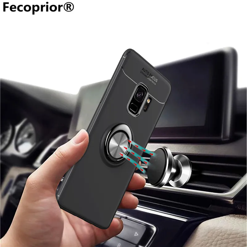 S9 Metal Ring Case For Samsung Galaxy Back Cover Car Holder Suction Stand Soft Silicon Celulars Fundas Coque Fecoprior |
