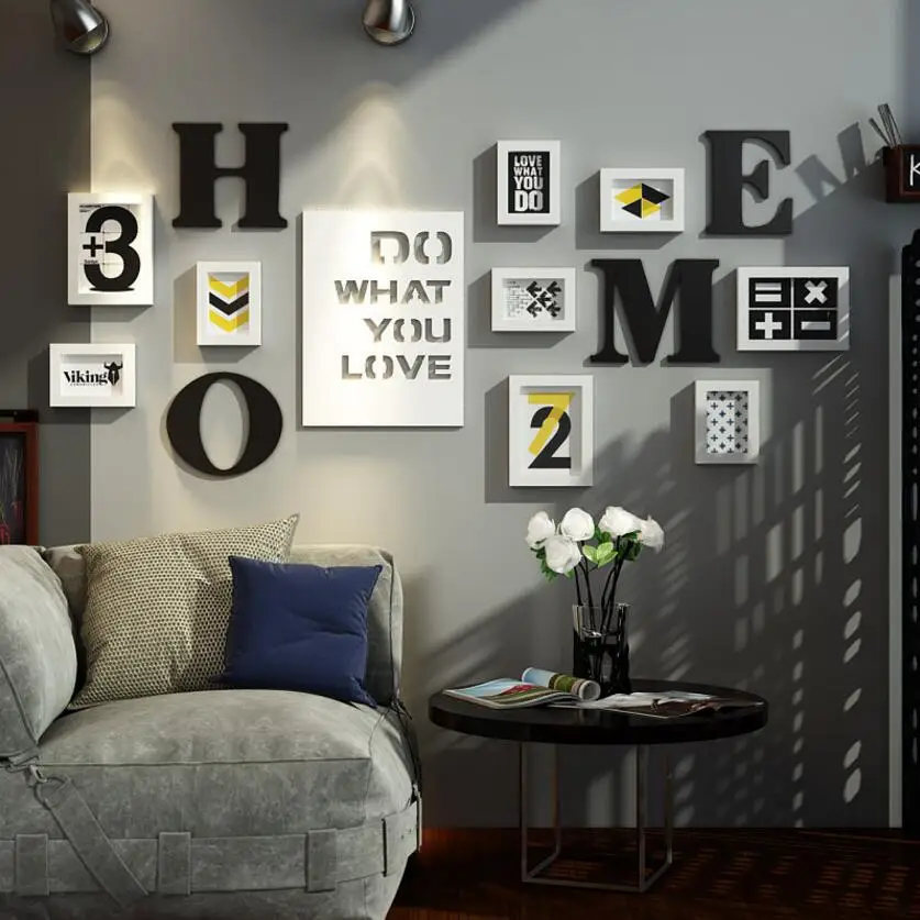 

Multi-frame Modern Stype photo frame Letter Creative Combination wall Decoration Wooden Picture Frame Set Wall Photo Frames