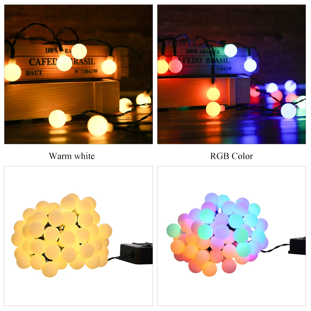 Solar String Lights Outdoor 50 Led Crystal Globe Lights Waterproof