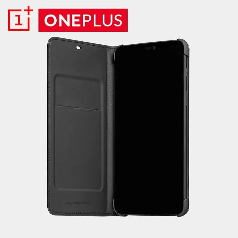 OnePlus 6 флип-чехол черный чехол из искусственной кожи пять флип-чехол умный сон Пробуждение крышка защитный экран для Oneplus6 Six - Цвет: Черный