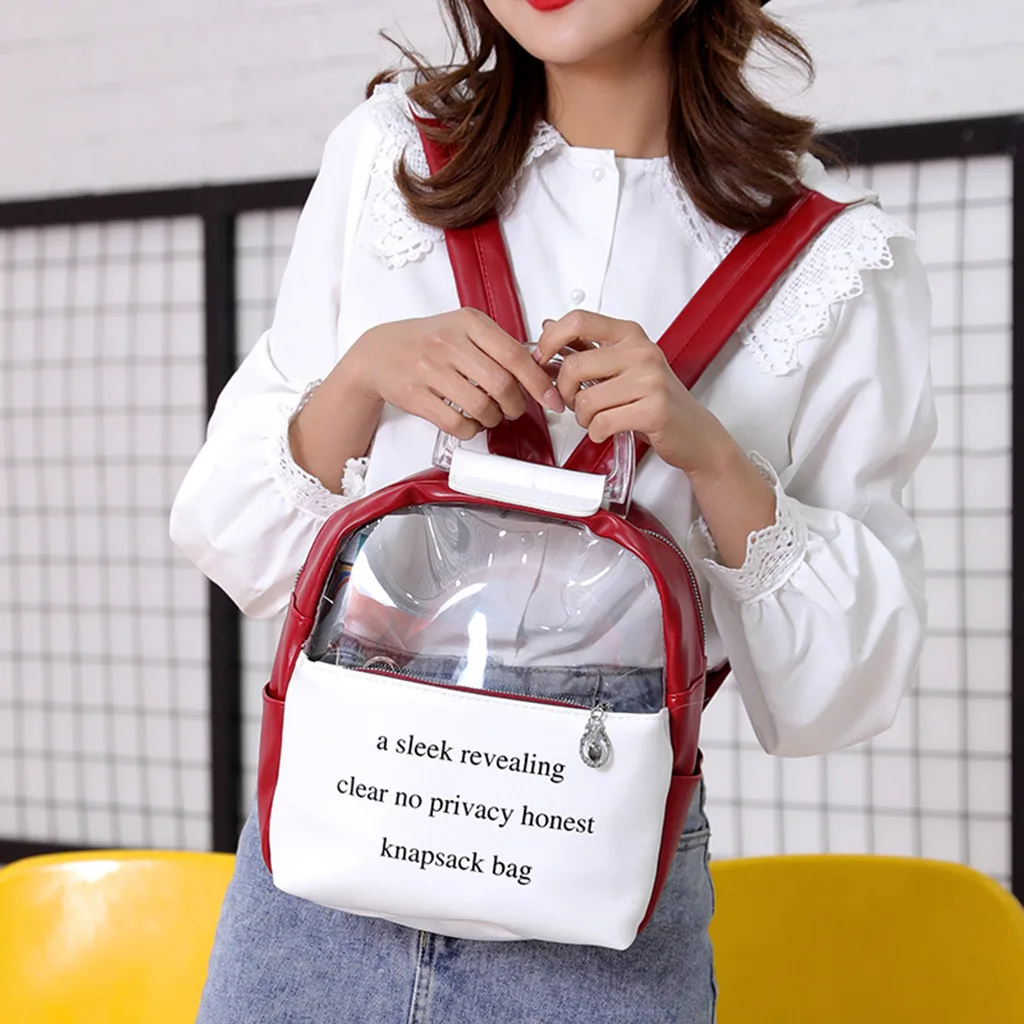 

ISHOWTIENDA Backpack For Girls Letter Transparent Travel Backpack Quality Fashion School Backpack Small Bagpack Mini Backpacks