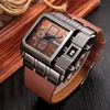 Oulm Brand Original Unique Design Square Men Wristwatch Wide Big Dial Casual Leather Strap Quartz Watch Male Sport Watches ► Photo 3/6