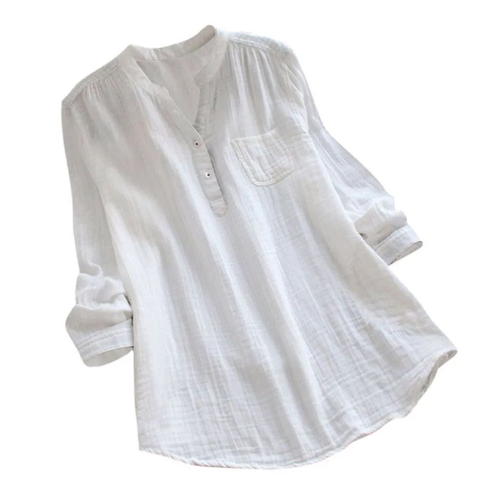 Для женщин s Топы и блузки Для женщин со стоячим воротником с длинным рукавом Повседневное свободная туника футболка блузка рубашки для мальчиков Цвет: белый, черный, Для женщин Blusas# L5