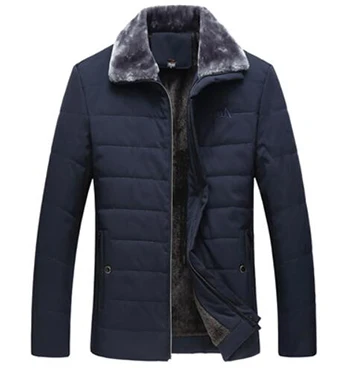 HCXY, мужские пальто и куртки, шерстяная плотная Повседневная Деловая Мужская парка, меховое зимнее пальто для мужчин, теплое - Цвет: Navy blue
