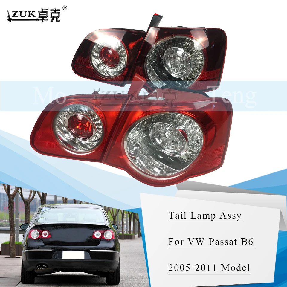 

ZUK Outer Inner Brake Light Stop Light Tail Light Tailight Rear Light For PASSAT B6 2006 2007 2008 2009 2010 Deep Light Red
