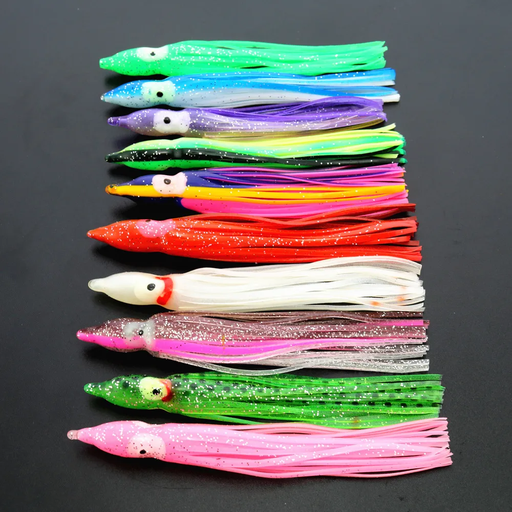 

5pcs/lot soft octopus squid lures mix color fishing lure 9cm 10cm 11cm 12cm