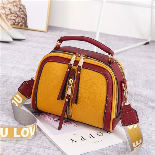 YINGPEI Women Messenger Bags Leather Shoulder Bag Ladies Handbags New Purse Satchel Fashion Tote Bags Gift - Color: red and yellow