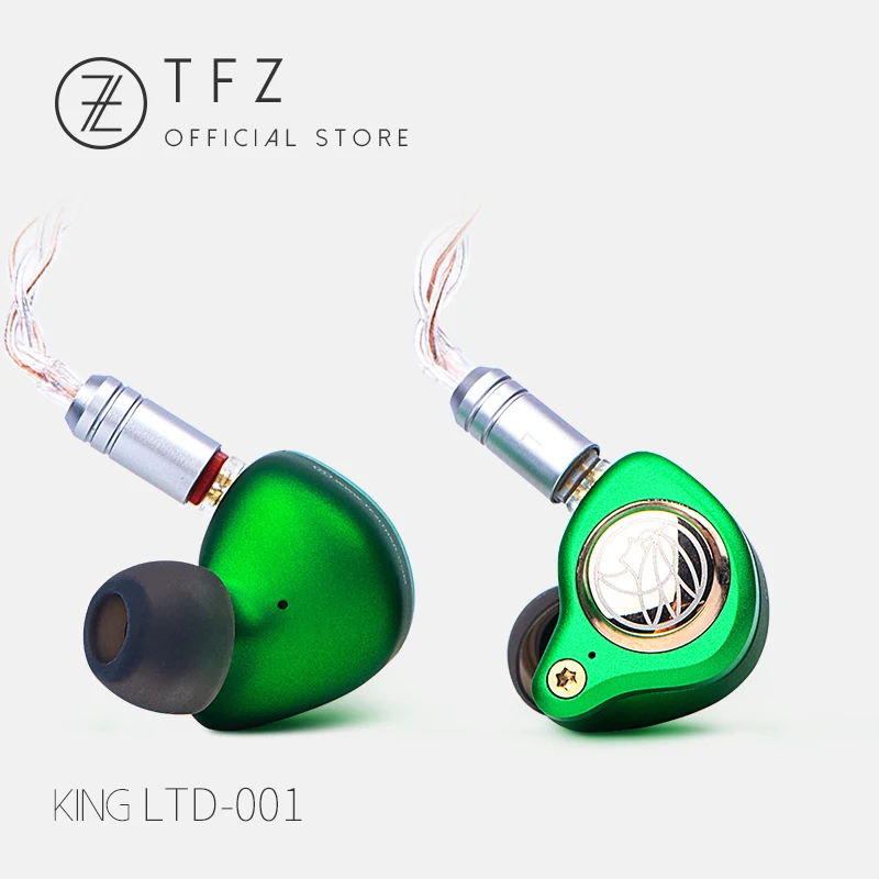 TFZ/KING LTD Hi-Fi наушники, 8-ядерный посеребренный кабель, шейным Hifi Басс, Шум индивидуальные динамический гарнитура для iphone - Цвет: Зеленый